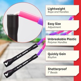 Buy Jump Ropes Surge -Cuerda para Saltar | abalorio segmentadas inastillables. Sin enredos y ligero. Diversión fitness y juegos al aire última interve