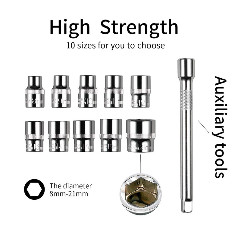 Egofine 12pcs 3/8 Inch Ratchet Socket Wrench Set, Drive Socket
