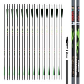 sanlida 24 PCs, 100% Pure Carbon, 0.003'' Straightness, Dragon 9 Flagship 24T Carbon Hunting Arrows for Compound Bow, Professional Standard Hunting Arrows with Removable Tips (300 Spine)