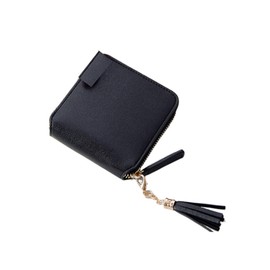 Women Small Purse Wallet, PU Square Zipper Wallet with Multiple Card Slots and Taseel Pendant, Credit Card Holder with Mini Coin Pocket