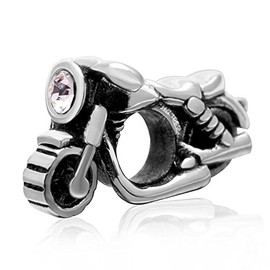 Motorcycle Charm 925 Sterling Silver Sport Charm Travel Vacation Charm for Bracelet (C)