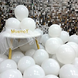 MOXMAY White Balloons 50pcs 12" Party Decoration Matte Latex Balloonfor Birthday Wedding Engagement Anniversary Christmas Festival-White