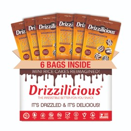 Drizzilicious Mini Rice Cakes Cookies & Cream - Rice Crisps, Healthy Snack for Adults and Kids, Flavored Rice Cakes, Vegan, Gluten Free, Only 90 Calories Per Serving - 4 oz (Pack of 6)