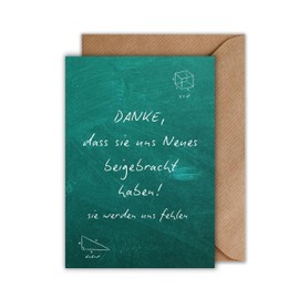 WBdesignz Thank You Card "Danke, dass Sie uns Neubriebrcht haben" with Envelope - Teacher Card for Leaving or End of School (DIN A6)