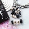 Medium Press on Nails Square Black White Fake Nails with