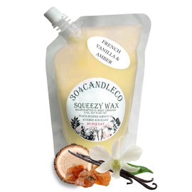 304CandleCo Large Squeeze Soy Wax Melt - 50 SCENTS! - Highly Fragrant & Hand-Crafted - Easy Mix & Match - American Made - Perfect for Wax Warmers (3oz, French Vanilla & Amber)