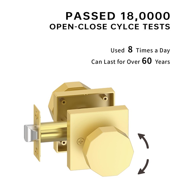 Asidrama 4 Pack Privacy Gold Door Knob with Lock, Brush