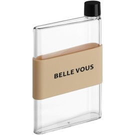 BELLE VOUS Flat Plastic Portable Water Bottle - 480ml/16oz BPA-Free Slim Reusable Bottle - Ideal for Sports, Travel/Camping & School - Fits in Any Bag