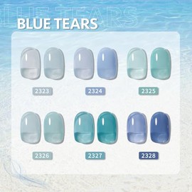 GAOY Juego de Esmalte de Uñas de Gel Jelly Blue, 6 Colores Transparentes, Kit de Uñas de Gel Transparente para Manicura de Gel de Salón y Arte de Uñas