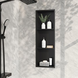 Neodrain 12X36 Inch Shower Niche, Matte Black 3-Tier Stainless Niche NO Tile Needed Recessed Niche Shower for Bathroom Storage