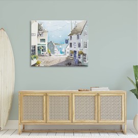 Stupell Industries Coastal Town Seaport Sailboats Canvas Wall Art, Design by Roy Thompson