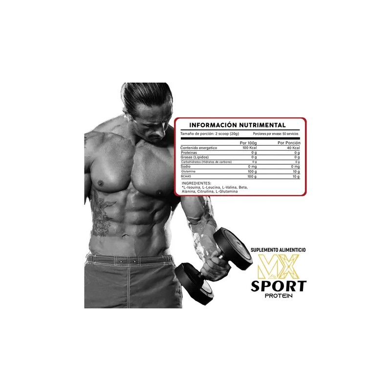 Aminoácidos Bcaas Glutamina Mx Sport 1 Kg Varios Sabores