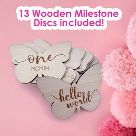 Baby Monthly Milestone Cards, Wooden Discs, Gender Neutral, Butterfly Shaped, Baby Shower Gifts (Butterfly)