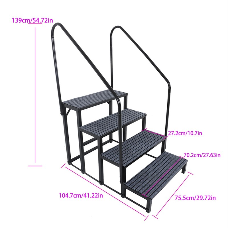 GXYWADY RV Steps with Handrail 4 Step RV Stairs Hot