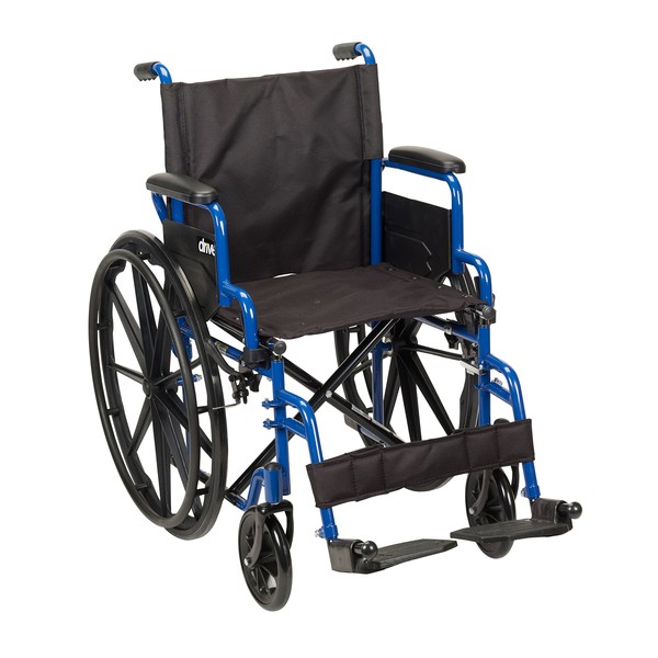 Drive Medical Blue Streak Wheelchair with Flip Back Desk Arms, Swing Away Footrests, 16 Inch Seat