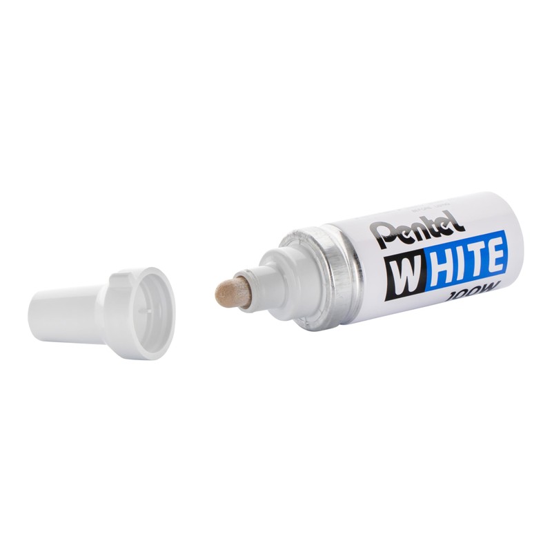 Pentel Permanent Marker, White, Broad Point, 1 Pack (100W)