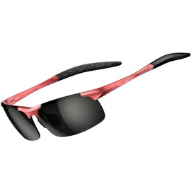 ATTCL Men's Polarised Metal Frame Sunglasses Sports Glasses Al-Mg Metal Frame Ultra Light, Red Frame/Black Lens (Not Mirrored)