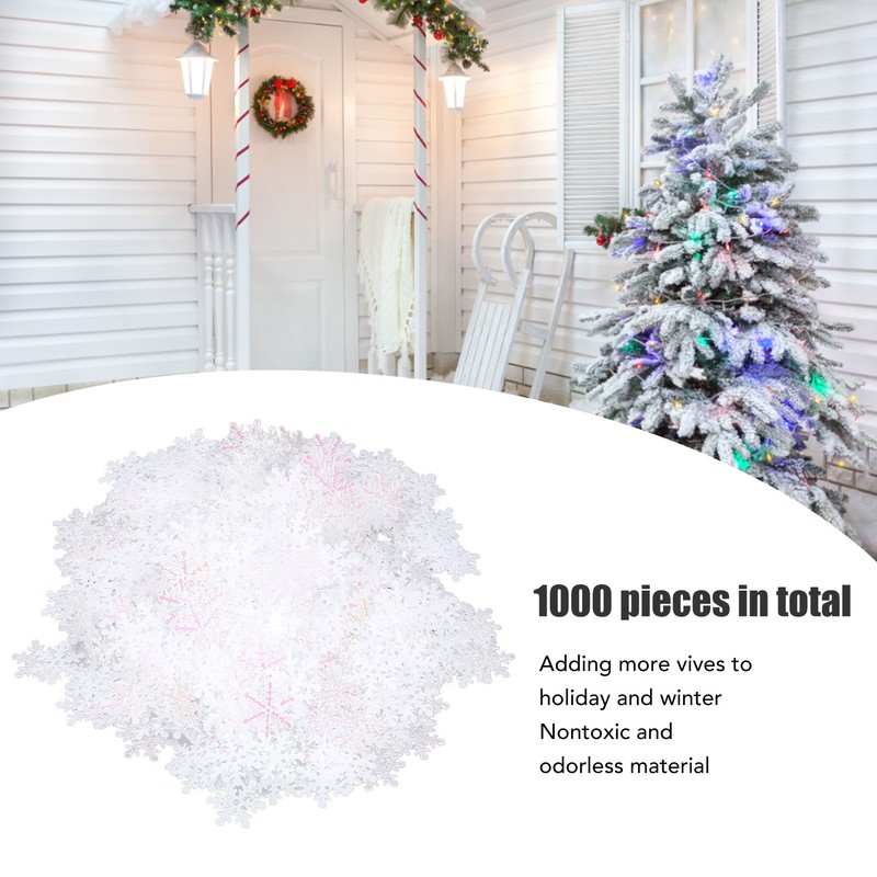 1000Pcs Snowflake Confetti 0.9in Vibrant Color Reusable Plastic Multi Purpose