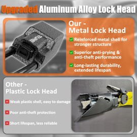 Tevlaphee Upgraded Steering Wheel Lock, Seat Belt Lock, Metal Head, High Visibility Car Lock Anti-Theft Device, Heavy Duty, Universal Fit for Car, SUV, Pickup, Jeep, Van, RV, 3Keys(Red)