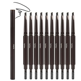 FangTangDI Ultimate Eye Brow Pencils Set for Women, 10Pcs Retractable Double-ended Eyebrow Pen with Brow Brush, Shaping & Filling, Contours, Definers, Fine Tip (01-10Pcs-Black-Retractable Triangle)