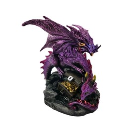 ICE ARMOR 6.25" H Purple Dragon Guarding Treasure Figurine Statue Sculpture Ornament Decoration Home/Room Decor Ideas for Housewarming, Holidays and Birthdays Great Collectible