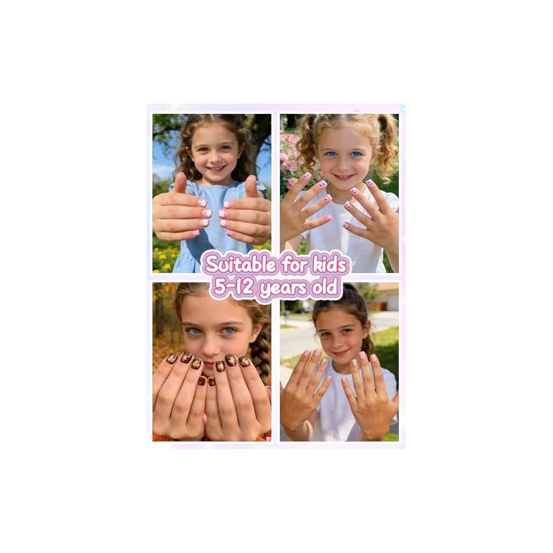EBANKU 240 mini uñas postizas para niños, cuadradas, cortas, transparentes,