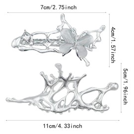 2 PCS Metal Hair Claw Clip Non-Slip Strong Hold Hair Clip Irregular Butterfly Liquid Design Hair Jaw Clip Butterfly Hair Barrettes Hair Accessories for Women Girls