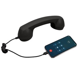 Retro Phone Handset for Type-C, Vintage Wired Plug in Handheld Cell Phone, Plug and Play for Call, with Volume Control & Mic, Noise Reduction, Landline Handle Receiver with Microphone (Black)