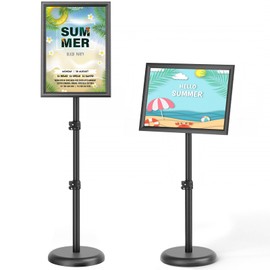 GUOHONG Sign Holder,11x17 inch Telescopic Adjustable Floor Sign Stand - Aluminum Openable Frame, 360° Rotatable, Suitable for Vertical and Horizontal Display - Perfect for Malls, Schools, Restaurants