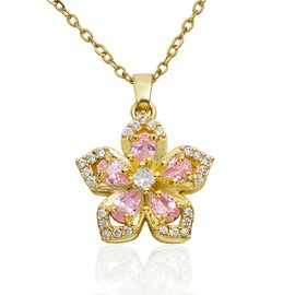 Julyoo Elegant 18K Gold Flower Crystal Pendant Necklace with Delicate Chain alentines Gifts for Girlfriend, Women, Mother, Sister