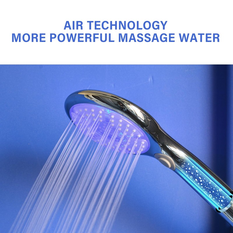 JINYOMFLY Shower Head LED 3 Colours, 3 Shower Modes, LED