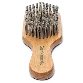 GranNaturals Cepillo De Cerdas Duras Para Peinar Hacia Atrás, Ideal Para Hombres Y Mujeres Con Cabello Grueso Y Rizado. Cepillo Pequeño De Nailon Reforzado Y Rígido Para Alisar, Ondular, Peinar Barba,