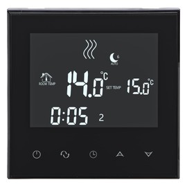 Wengart Home Thermostat Programmable WG03-4,AC230V Max3A Touch Screen LCD Display Work for Radiant Floor Heating Black