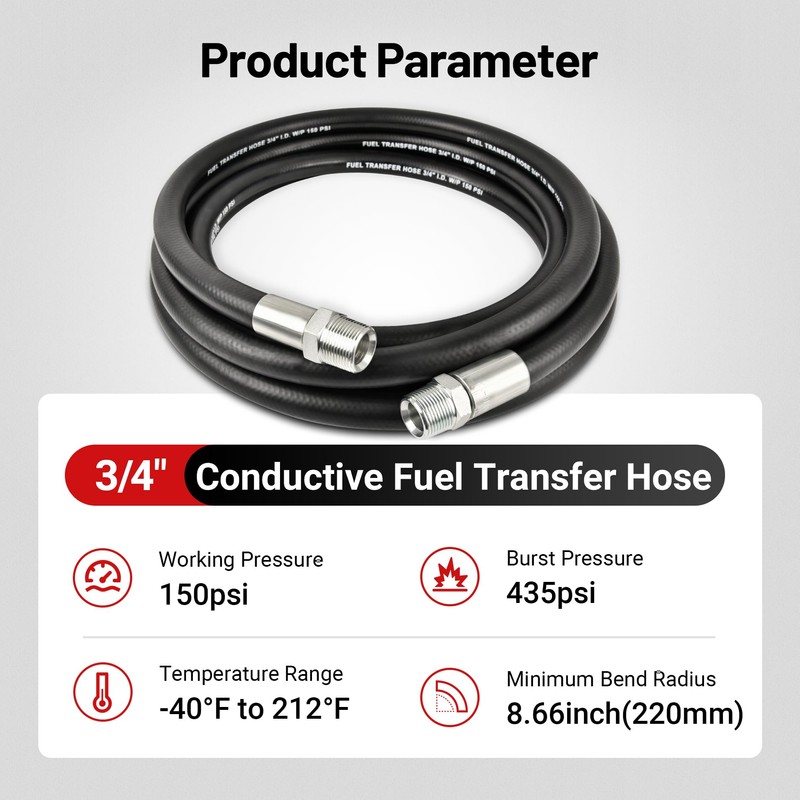 EVIL ENERGY 3/4" Fuel Transfer Hose 20FT,Farm Fuel Hose for