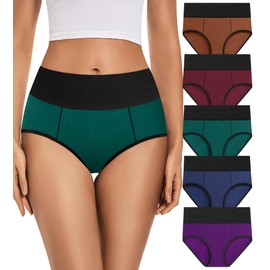 JUYINA Womens Cotton High Waisted Underwear Comfort Stretch Full Coverage Postpartum C Section Panties Tummy Control Plus Size Soft Briefs 3X-Large