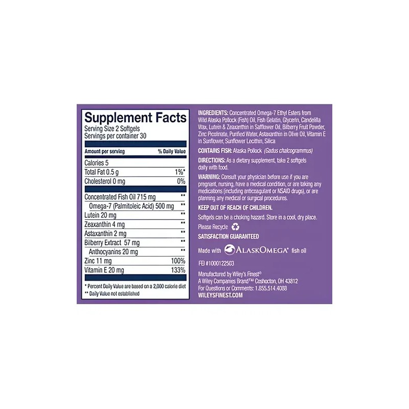 Omega 7 Wileys Finest Bold Vision Omega-7 Supplement for Eye