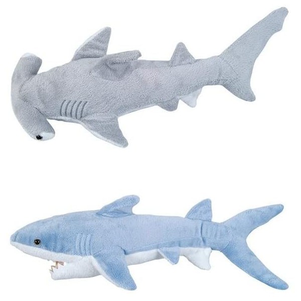 Adventure Planet 2 Plush Sharks Mako and Hammerhead Stuffed Animal Ocean Life Soft Cuddly 14 inch and 13 inch set