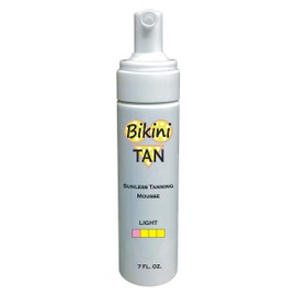 BIKINI TAN - Sunless Self Tanning Foam Mousse - LIGHT - 7 oz + INCLUDES: Applicator Mitt, Application Gloves and Best Fake Tanner Lotion Spray Sample – Gorgeous, Natural Looking Tan Lasts 7 Days