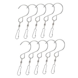 Generic 10pcs Stainless Steel Rotation Hooks Wind Chime Flower Basket Hangers Durable Bearing Design for Outdoor Decor Easy to Install for Wind Spinners and Lanterns