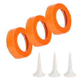 Sausage Caulk Gun Front Cap, Durable Sausage Caulking Gun Aluminum Front Cover with Cone Nozzles (Orange-3 Pack)