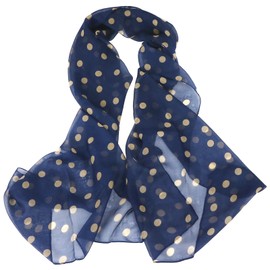 TRIXES Ladies Polka Dot Navy Blue Scarf - 1950's Retro Fashion Accessory - Lightweight Neck Head Wrap