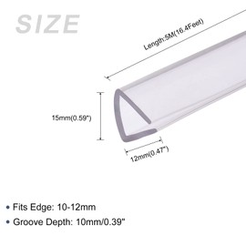 METALLIXITY Edge Trims (5M/16.4Feet) 1Pcs, PVC U-Seal Fits 10-12mm Edge Seal Strip - for Home Door Window Seals, Transparent