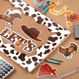 Mooliwe Western Cowboy Bulletin Board Decorations Set, Wild West Classroom Bulletin Board Cutout for Back to School Library Window Home Wall Decor
