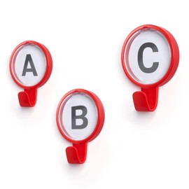 Ozio ABC - Wall-Mounted Clothes Hanger with Letter Hooks, Wall-Mounted Clothes Rack, Designer Clothes Hanger Hook, Colorful Clothes Hanger Hooks, Children's Clothes Hanger - Red - Combo Pack of 3