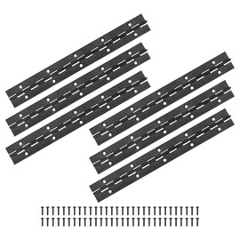M METERXITY 6-Pack Piano Hinges, 10 Inch / 250mm 304 Stainless Steel Continuous Piano Hinge with Holes and Screws for Cabinets Door/Storage Box [1.2X 0.04/ 30x 1mm Open Width Thick, Black]