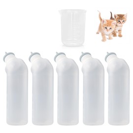 Xuandea 5Pack Kitten Bottle for Nursing Puppy Milk Kitten Bottles Feeding Kit Silicone Nipple for Newborn Pets Kittens, Puppy,Squirrel (Grey)