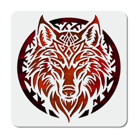 MAYJOYDIY Mighty Wolf Drawing Template 11.8x11.8inchs Celtic Knot Pattern Wolf Head PET Painting Template Reusable Animal Theme Stencil PET Hollow Out Drawing for Concerts Home DIY Decor