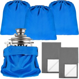 4 Pcs Silver Storage Bags Anti Tarnish 18 x 18 Inch Blue Silverware Bags with 2 Pcs Silver Polishing Cloth Fabric Silverware Protection for Jewelry, Flatware, Tray
