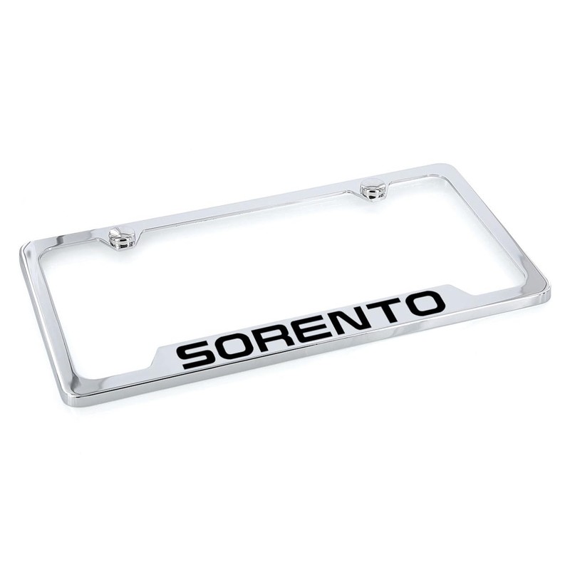 Kia Sorento License Plate Frame Chrome Plated Metal Bottom Notched