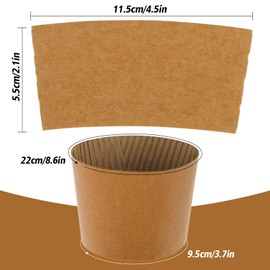 MAQIHAN 100PCS Coffee Cup Sleeves - Disposable Cozy Beverage Sleeve fits 12-20oz for Hot or Cold Drink Corrugated Paper Insulated Hot Iced Insulator Hand Protection Coffee Shop Essential